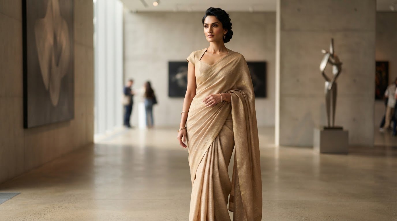 Modern saree with contemporary draping