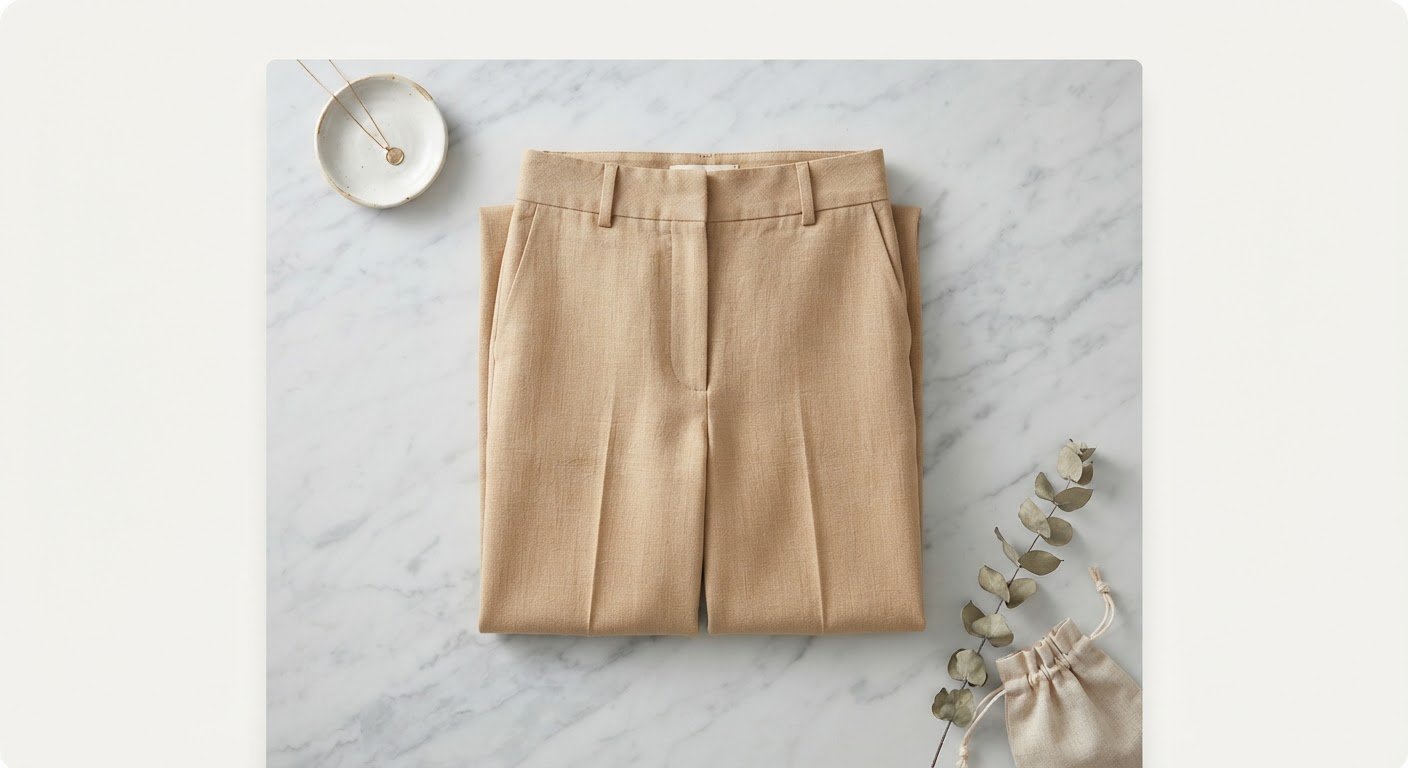 Wide-leg linen trousers in a natural tone